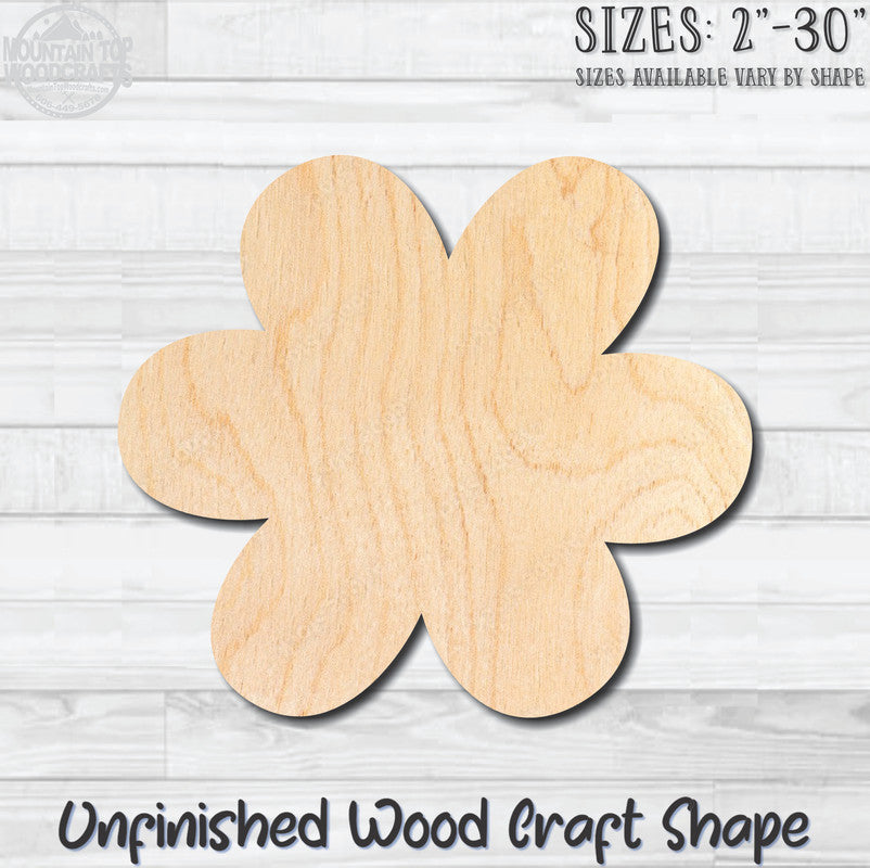 Flower 34 Unfinished Wood Shape Blank Laser Engraved Cutout Woodcraft Craft Supply