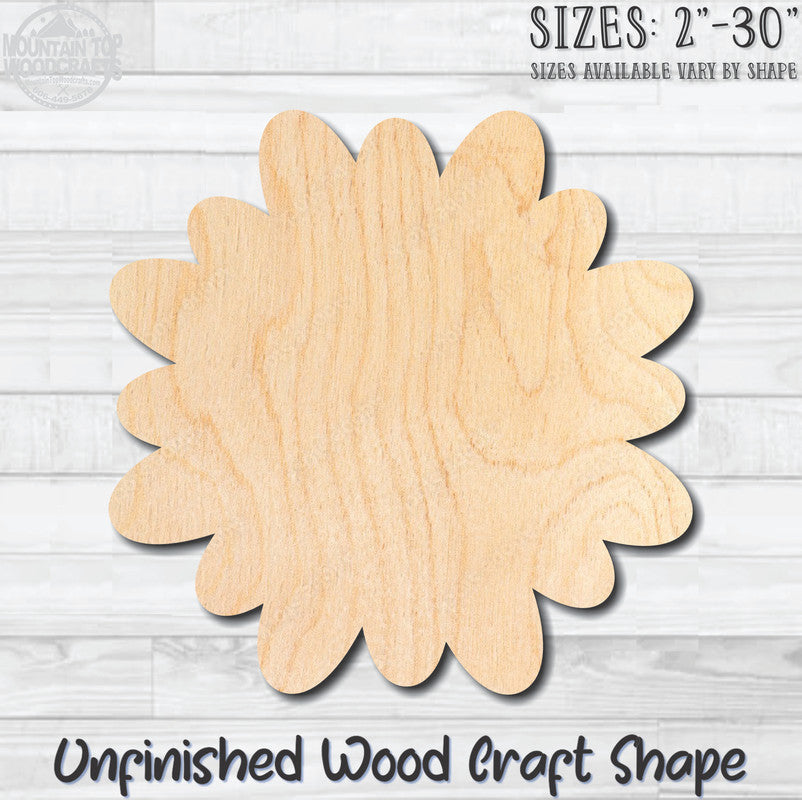 Flower 35 Unfinished Wood Shape Blank Laser Engraved Cutout Woodcraft Craft Supply