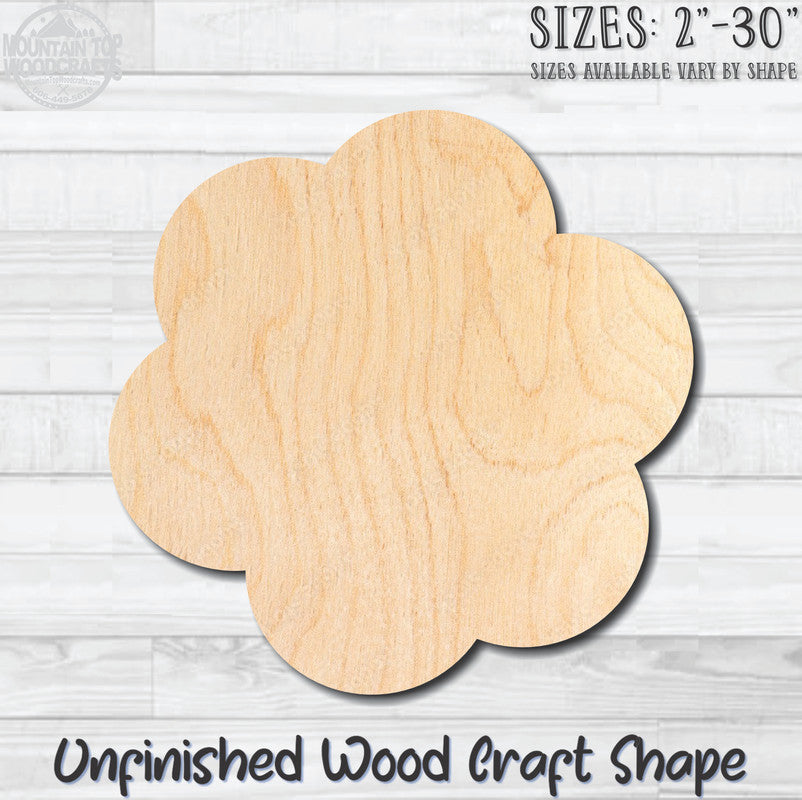 Flower 37 Unfinished Wood Shape Blank Laser Engraved Cutout Woodcraft Craft Supply