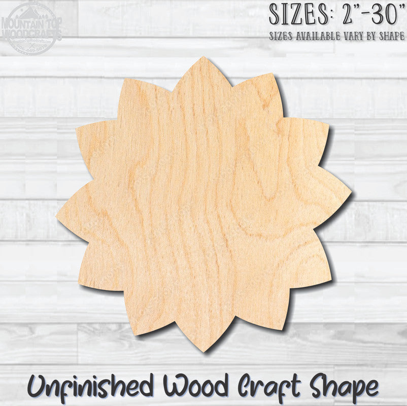 Flower 40 Unfinished Wood Shape Blank Laser Engraved Cutout Woodcraft Craft Supply