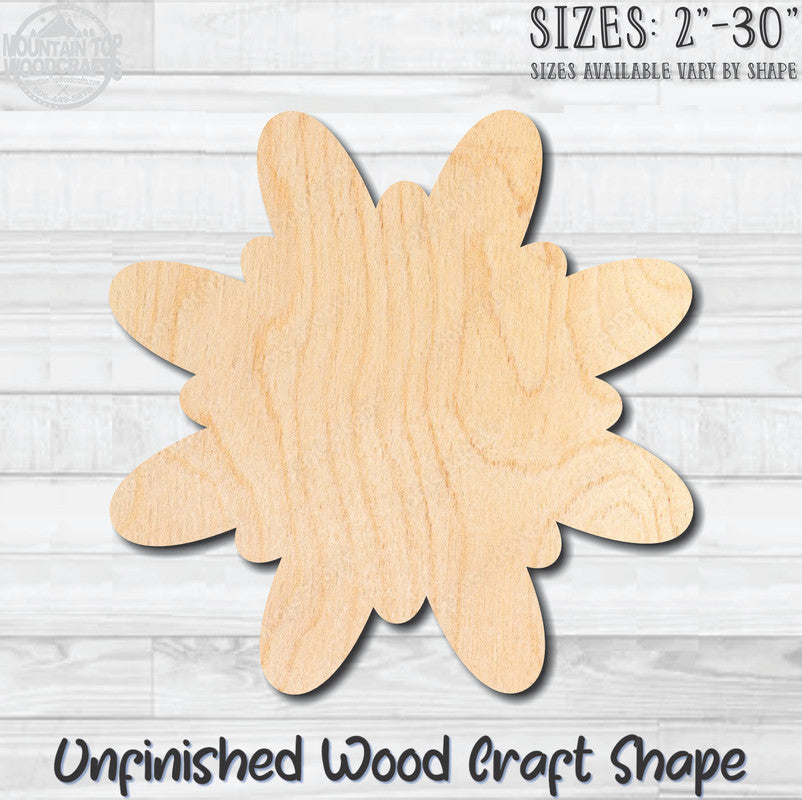 Flower 41 Unfinished Wood Shape Blank Laser Engraved Cutout Woodcraft Craft Supply