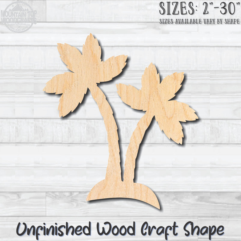 Palm Tree 8 Unfinished Wood Shape Blank Laser Engraved Cutout Woodcraft Craft Supply