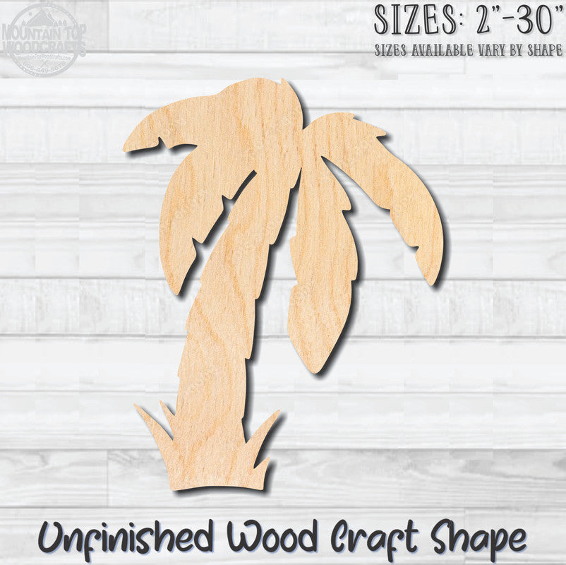 Palm Tree 3 Unfinished Wood Shape Blank Laser Engraved Cutout Woodcraft Craft Supply
