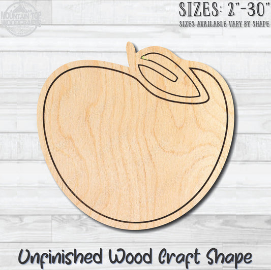 Apple Food Vegetable Fruit Unfinished Wood Shape Blank Laser Engraved Cutout Woodcraft Craft Supply