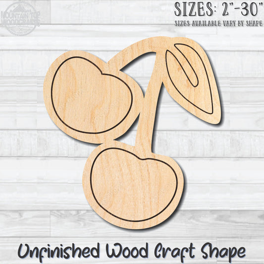 Cherry Food Vegetable Fruit Unfinished Wood Shape Blank Laser Engraved Cutout Woodcraft Craft Supply