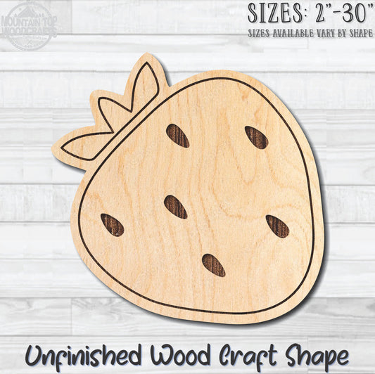Strawberry Food Vegetable Fruit Unfinished Wood Shape Blank Laser Engraved Cut Out Woodcraft Craft Supply