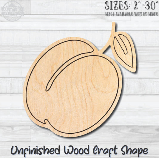 Peach Food Vegetable Fruit Unfinished Wood Shape Blank Laser Engraved Cutout Woodcraft Craft Supply