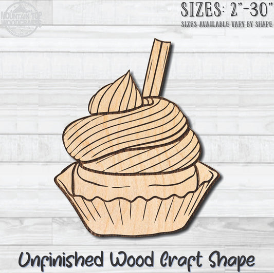 Cupcake 1 Food Bakery Pastry Unfinished Wood Shape Blank Laser Engraved Cutout Woodcraft Craft Supply