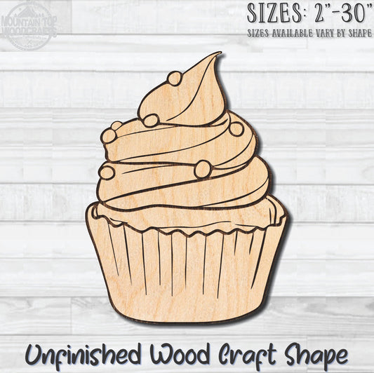 Cupcake 3 Food Bakery Pastry Unfinished Wood Shape Blank Laser Engraved Cutout Woodcraft Craft Supply