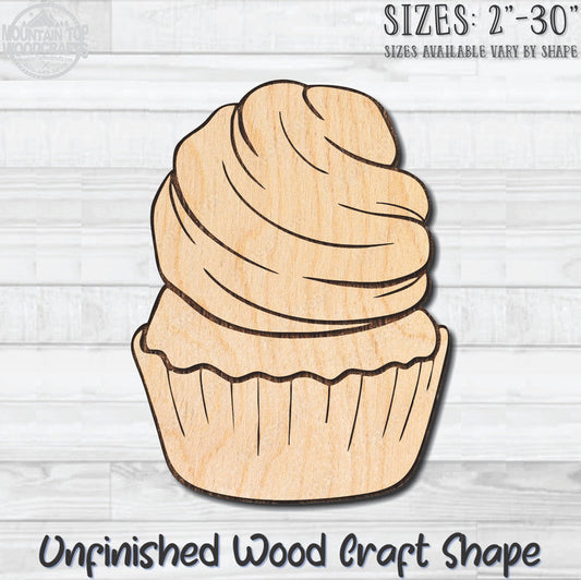 Cupcake 4 Food Bakery Pastry Unfinished Wood Shape Blank Laser Engraved Cutout Woodcraft Craft Supply