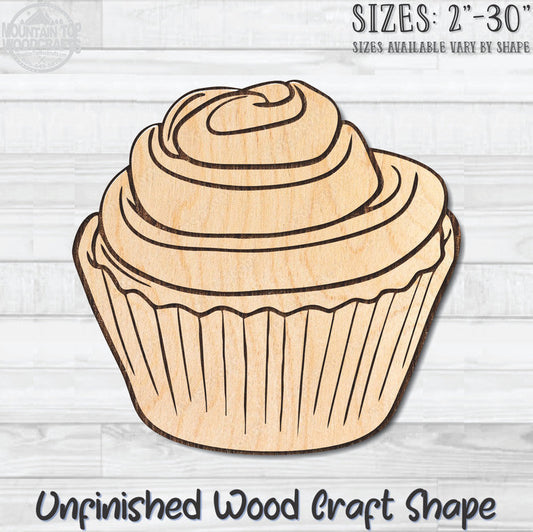 Cupcake 5 Food Bakery Pastry Unfinished Wood Shape Blank Laser Engraved Cutout Woodcraft Craft Supply