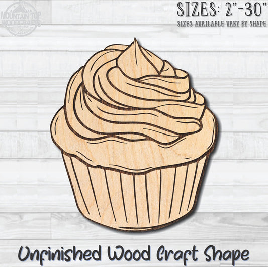 Cupcake 6 Food Bakery Pastry Unfinished Wood Shape Blank Laser Engraved Cutout Woodcraft Craft Supply