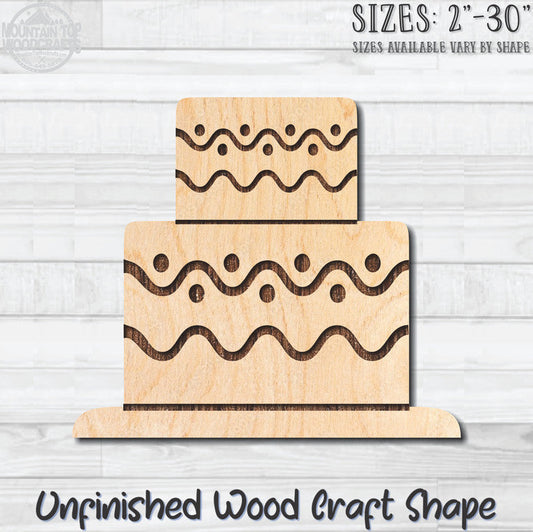 Tiered Wedding Cake Food Bakery Pastry 1 Unfinished Wood Shape Blank Laser Engraved Cut Out Woodcraft Craft Supply