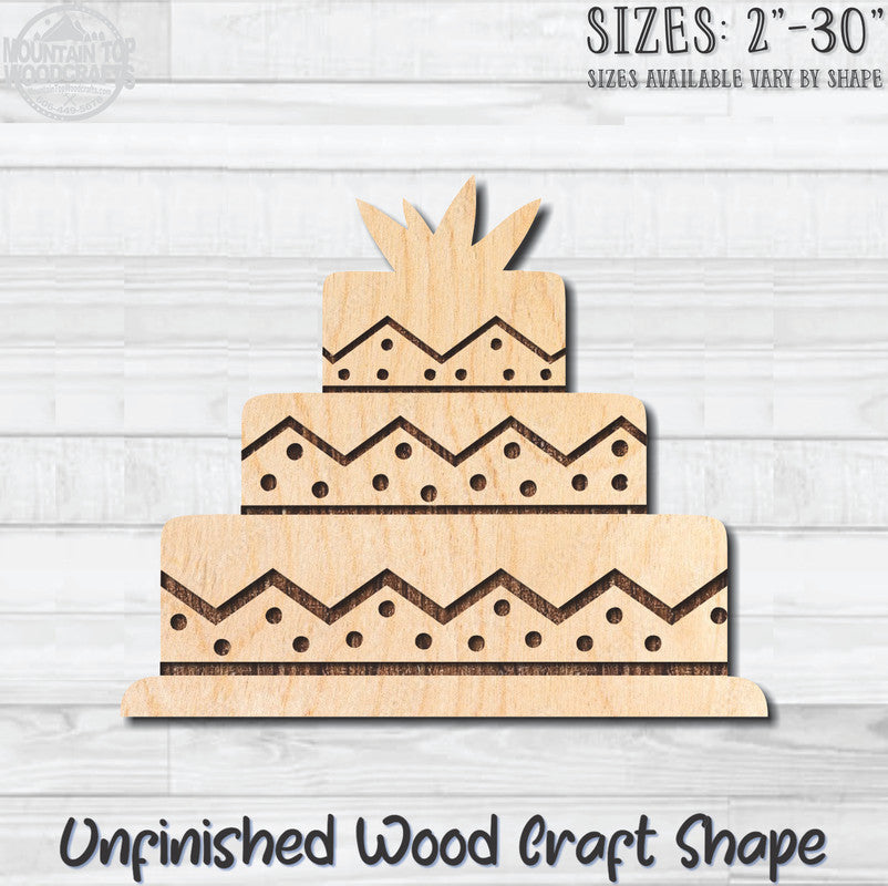 Tiered Wedding Cake Food Bakery Pastry 3 Unfinished Wood Shape Blank Laser Engraved Cut Out Woodcraft Craft Supply