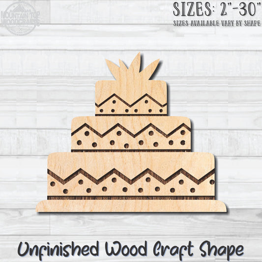 Tiered Wedding Cake Food Bakery Pastry 3 Unfinished Wood Shape Blank Laser Engraved Cut Out Woodcraft Craft Supply