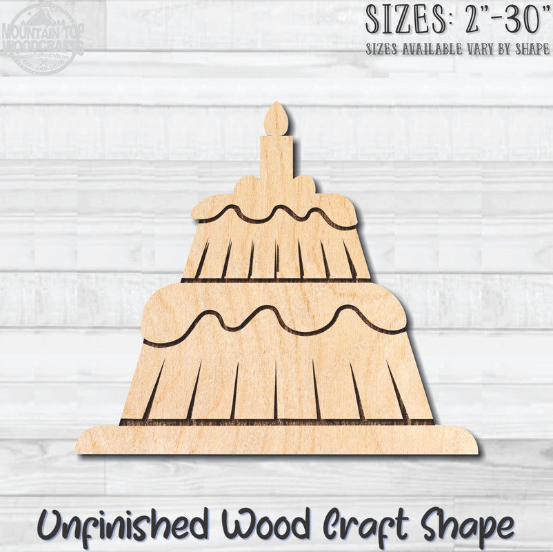 Tiered Wedding Cake Food Bakery Pastry 4 Unfinished Wood Shape Blank Laser Engraved Cut Out Woodcraft Craft Supply