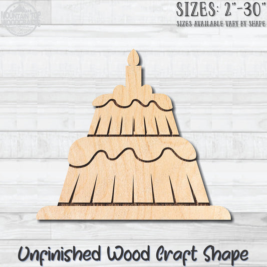 Tiered Wedding Cake Food Bakery Pastry 4 Unfinished Wood Shape Blank Laser Engraved Cut Out Woodcraft Craft Supply