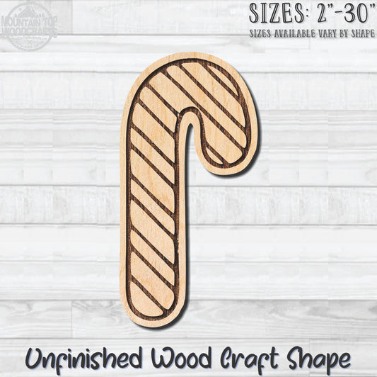 Candy Cane Christmas Unfinished Wood Shape Blank Laser Engraved Cutout Woodcraft Craft Supply
