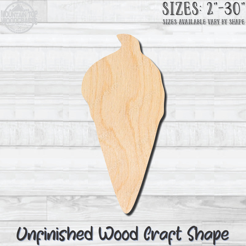 Ice Cream Cone 1 Unfinished Wood Shape Blank Laser Engraved Cutout Woodcraft Craft Supply