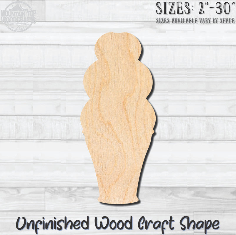 Ice Cream Cone 5 Unfinished Wood Shape Blank Laser Engraved Cutout Woodcraft Craft Supply