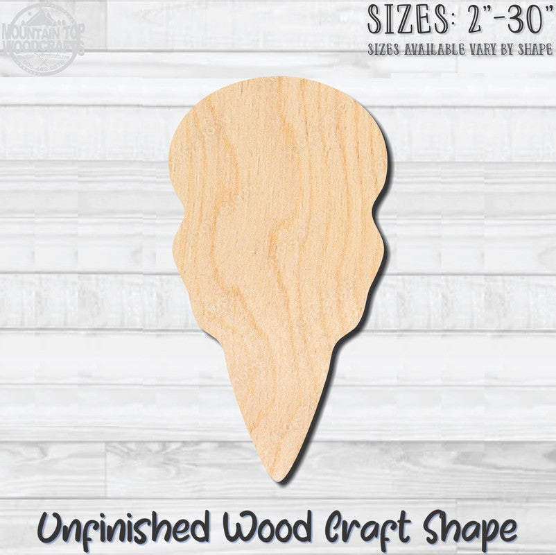 Ice Cream Cone 6 Unfinished Wood Shape Blank Laser Engraved Cutout Woodcraft Craft Supply