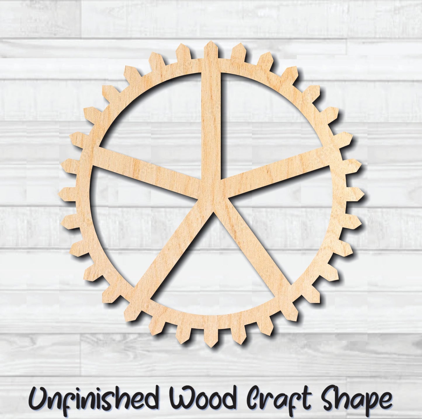 Gear 4 Cog Sprocket Pulley Unfinished Wood Shape Blank Laser Engraved Cut Out Woodcraft Craft Supply