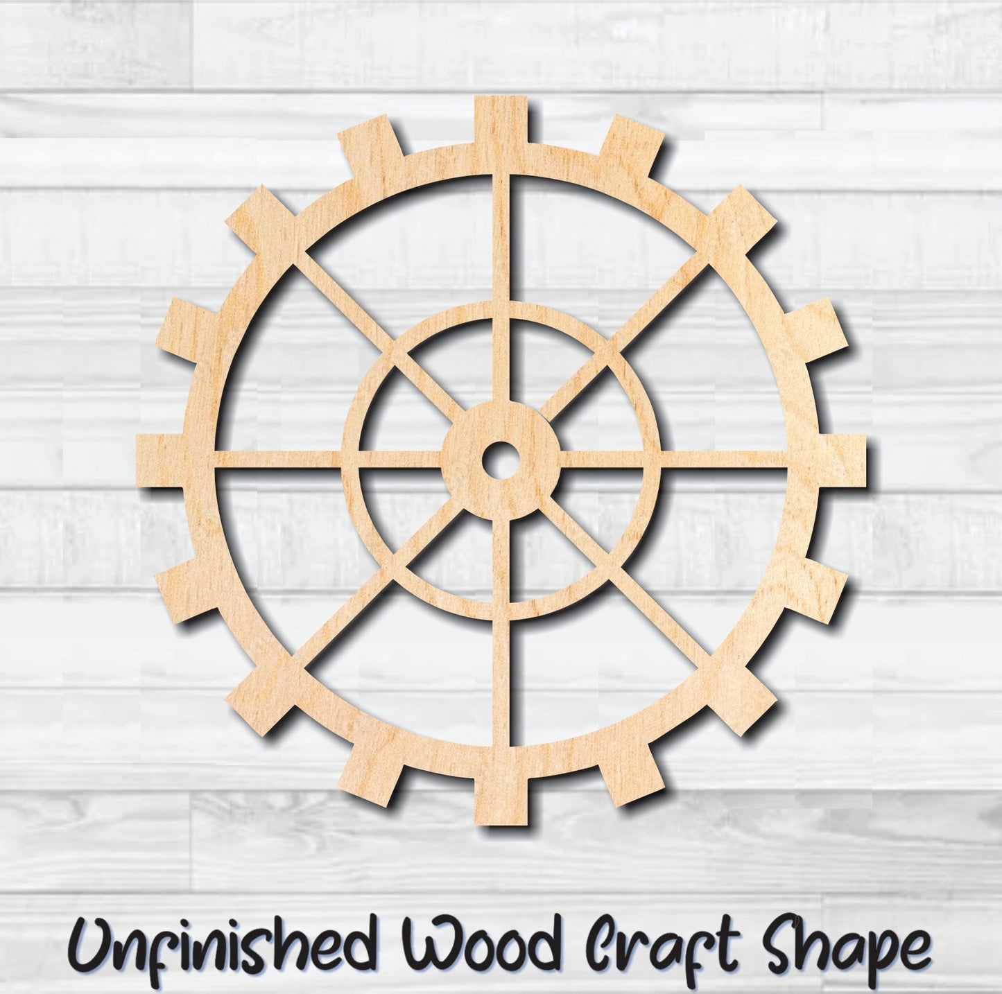 Gear 6 Cog Sprocket Pulley Unfinished Wood Shape Blank Laser Engraved Cut Out Woodcraft Craft Supply