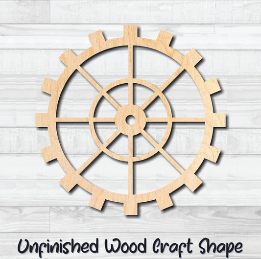 Gear 6 Cog Sprocket Pulley Unfinished Wood Shape Blank Laser Engraved Cut Out Woodcraft Craft Supply