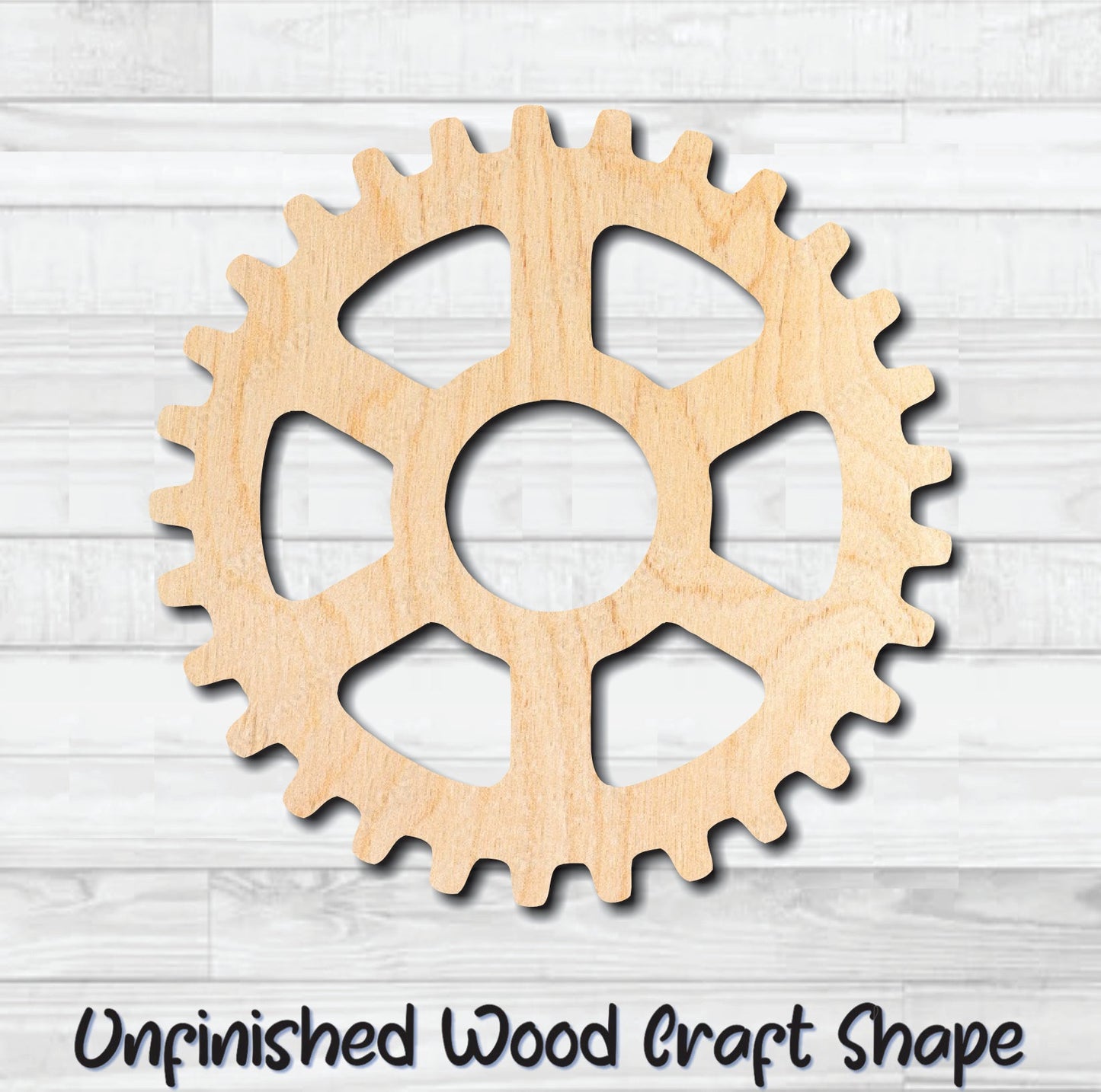 Gear 7 Cog Sprocket Pulley Unfinished Wood Shape Blank Laser Engraved Cut Out Woodcraft Craft Supply
