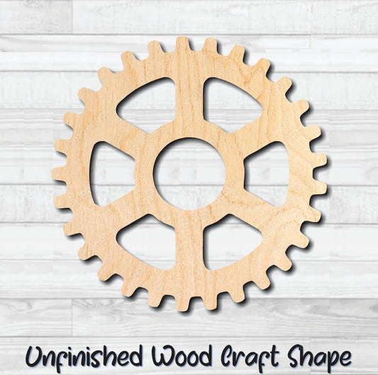 Gear 7 Cog Sprocket Pulley Unfinished Wood Shape Blank Laser Engraved Cut Out Woodcraft Craft Supply