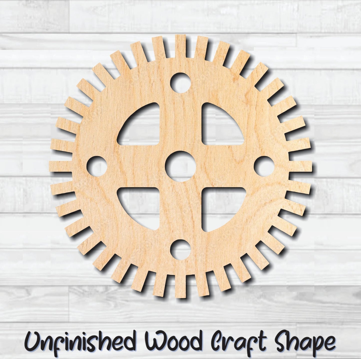 Gear 8 Cog Sprocket Pulley Unfinished Wood Shape Blank Laser Engraved Cut Out Woodcraft Craft Supply