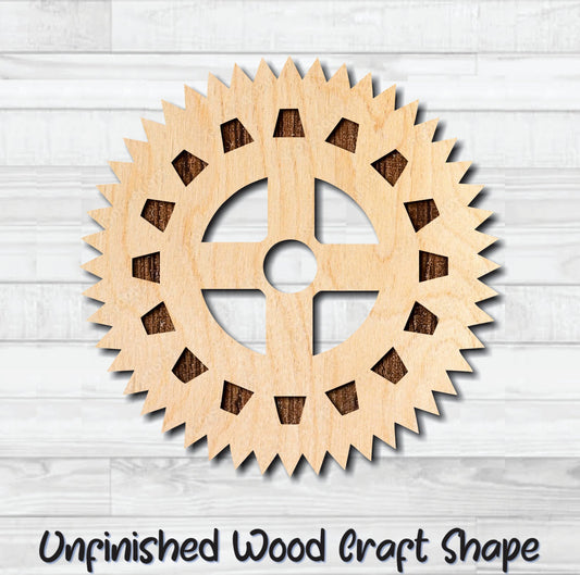 Gear 9 Cog Sprocket Pulley Unfinished Wood Shape Blank Laser Engraved Cut Out Woodcraft Craft Supply