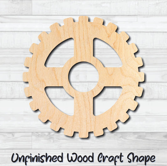 Gear 10 Cog Sprocket Pulley Unfinished Wood Shape Blank Laser Engraved Cut Out Woodcraft Craft Supply