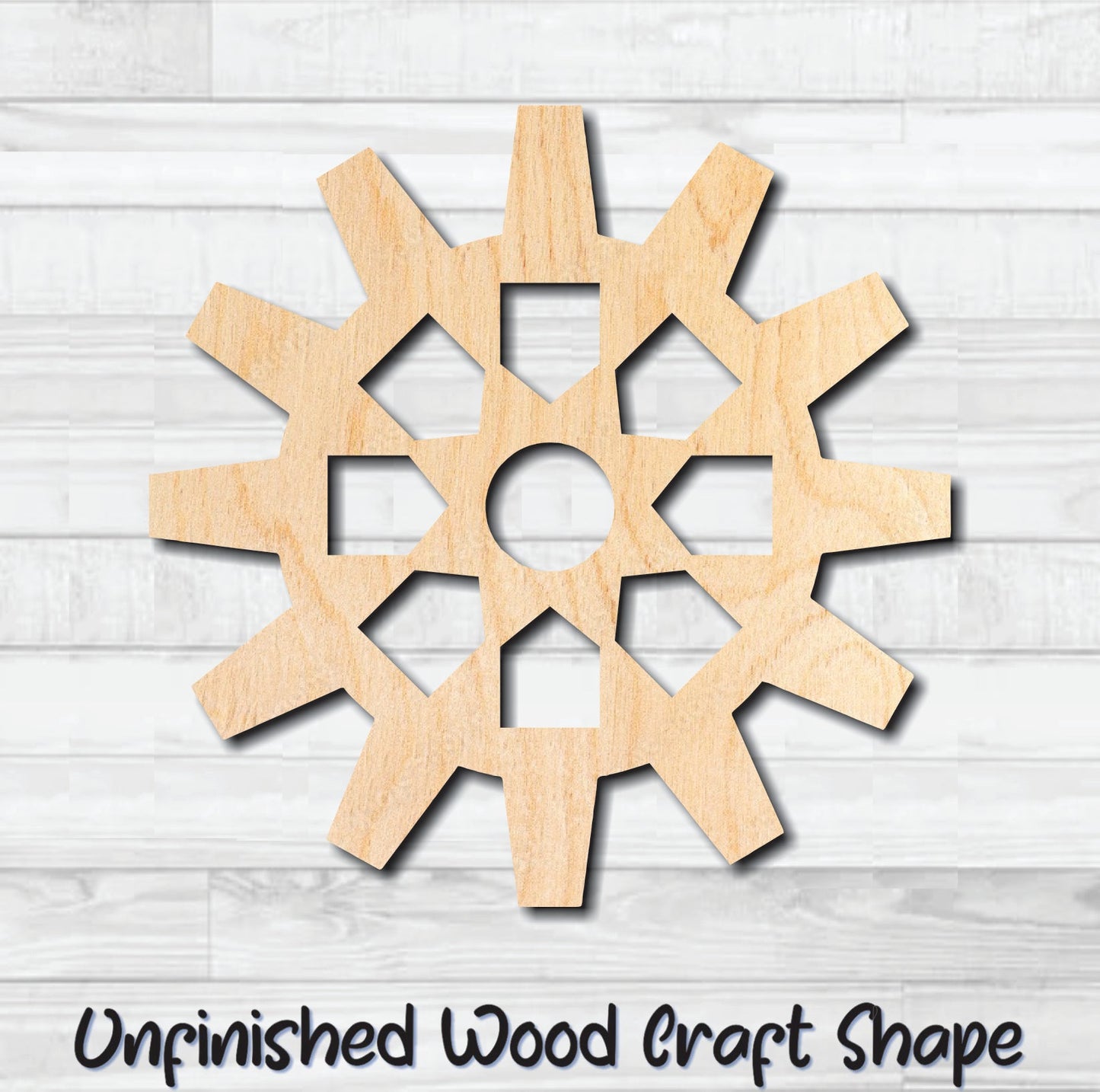 Gear 12 Cog Sprocket Pulley Unfinished Wood Shape Blank Laser Engraved Cut Out Woodcraft Craft Supply