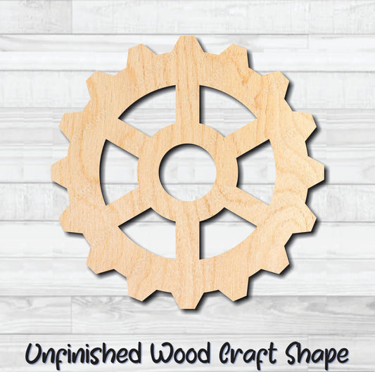 Gear 14 Cog Sprocket Pulley Unfinished Wood Shape Blank Laser Engraved Cut Out Woodcraft Craft Supply