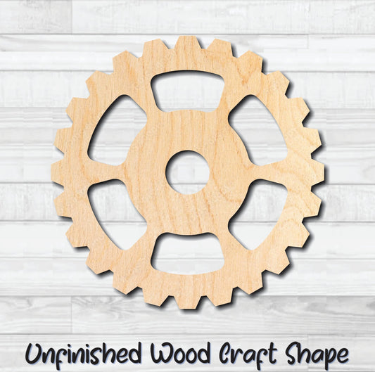 Gear 15 Cog Sprocket Pulley Unfinished Wood Shape Blank Laser Engraved Cut Out Woodcraft Craft Supply