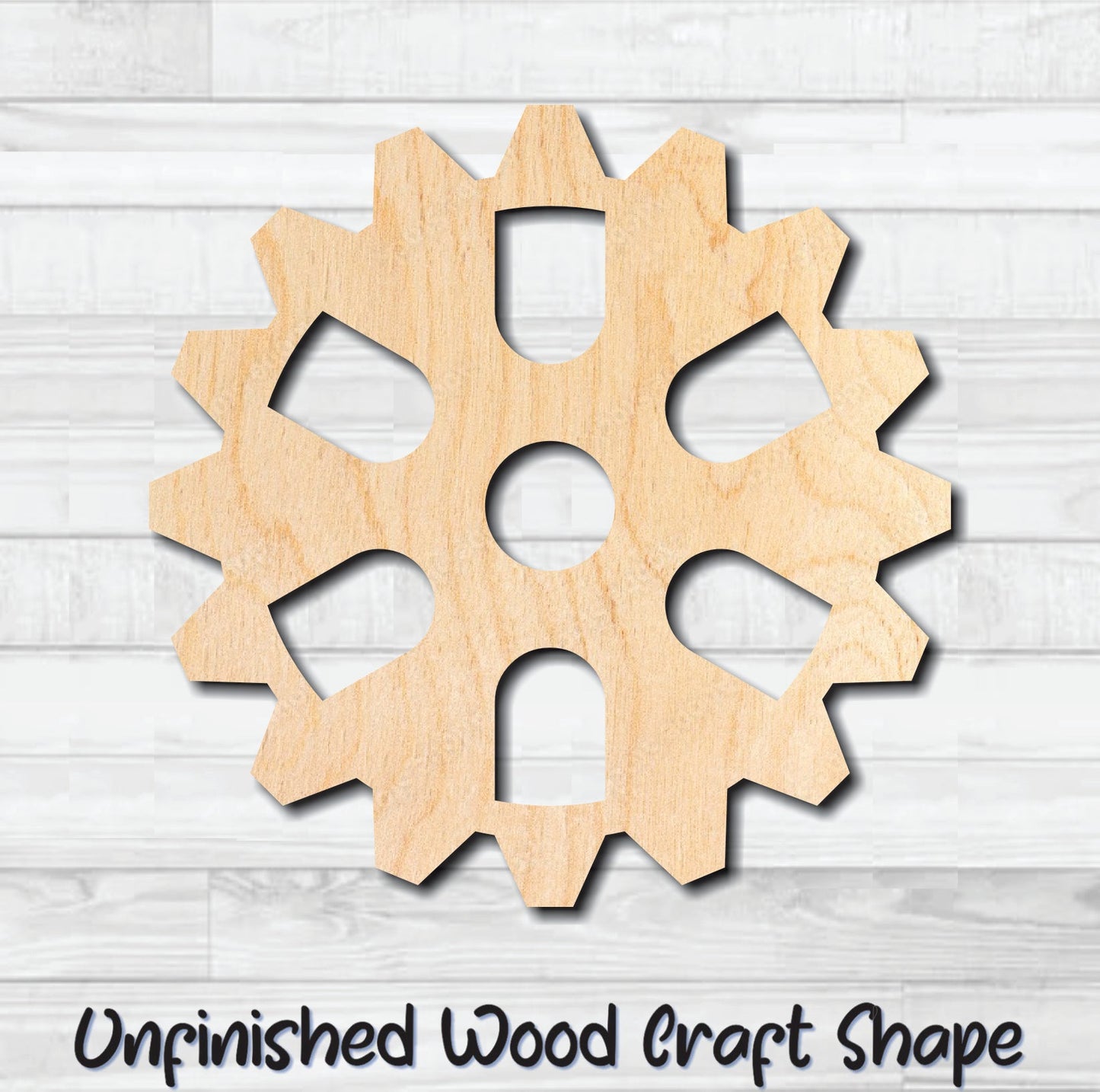 Gear 16 Cog Sprocket Pulley Unfinished Wood Shape Blank Laser Engraved Cut Out Woodcraft Craft Supply