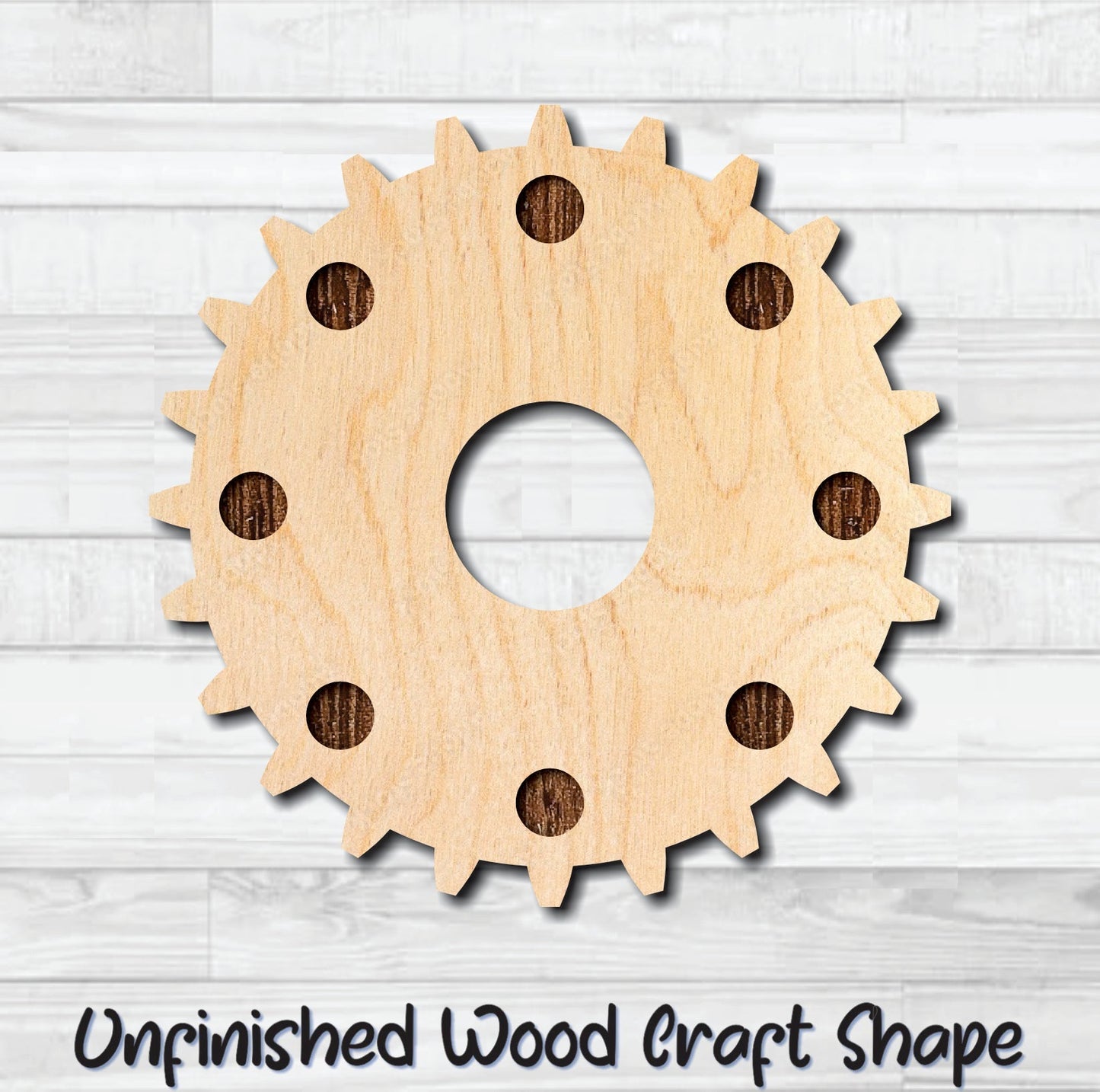 Gear 17 Cog Sprocket Pulley Unfinished Wood Shape Blank Laser Engraved Cut Out Woodcraft Craft Supply