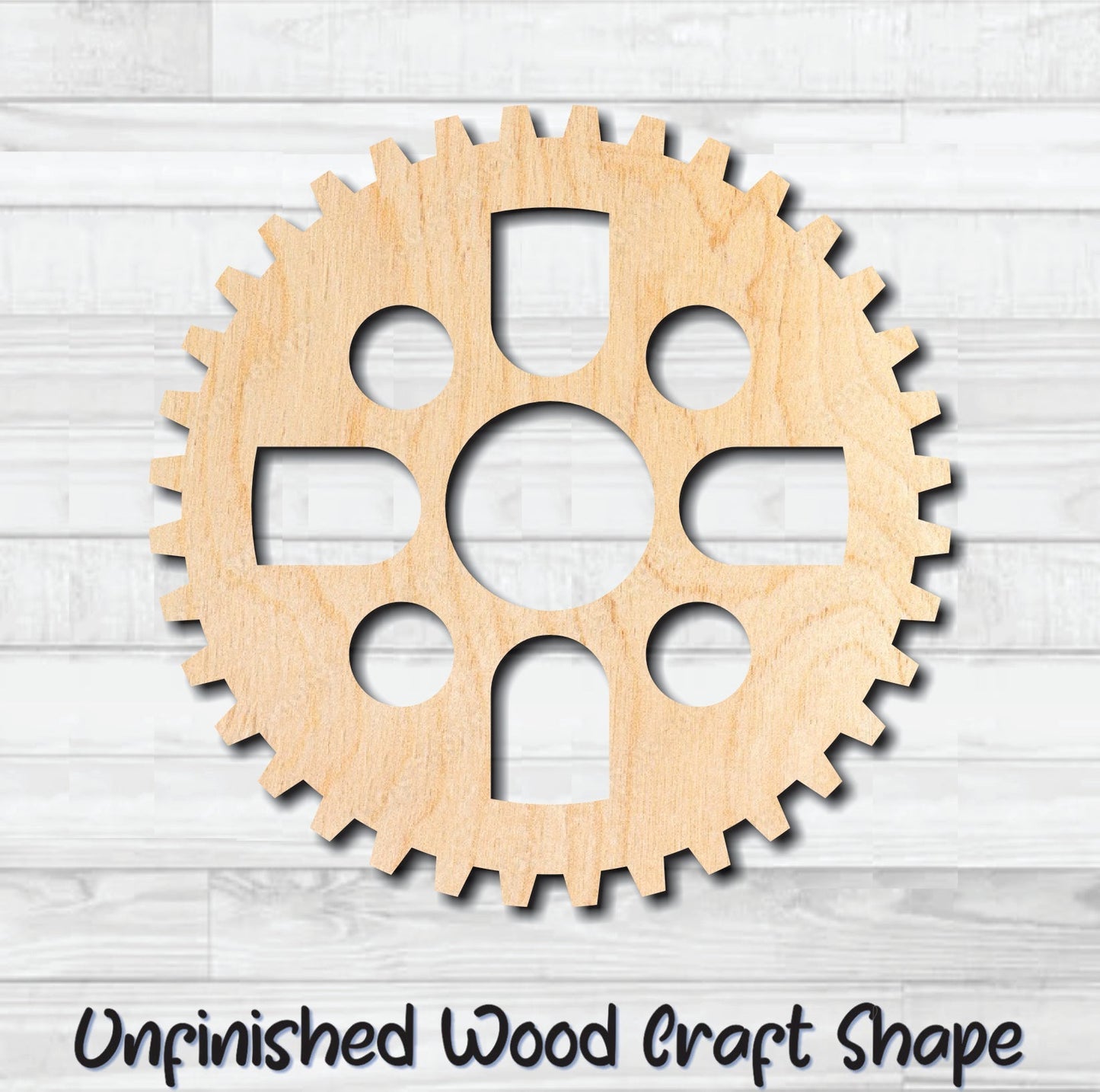 Gear 21 Cog Sprocket Pulley Unfinished Wood Shape Blank Laser Engraved Cut Out Woodcraft Craft Supply