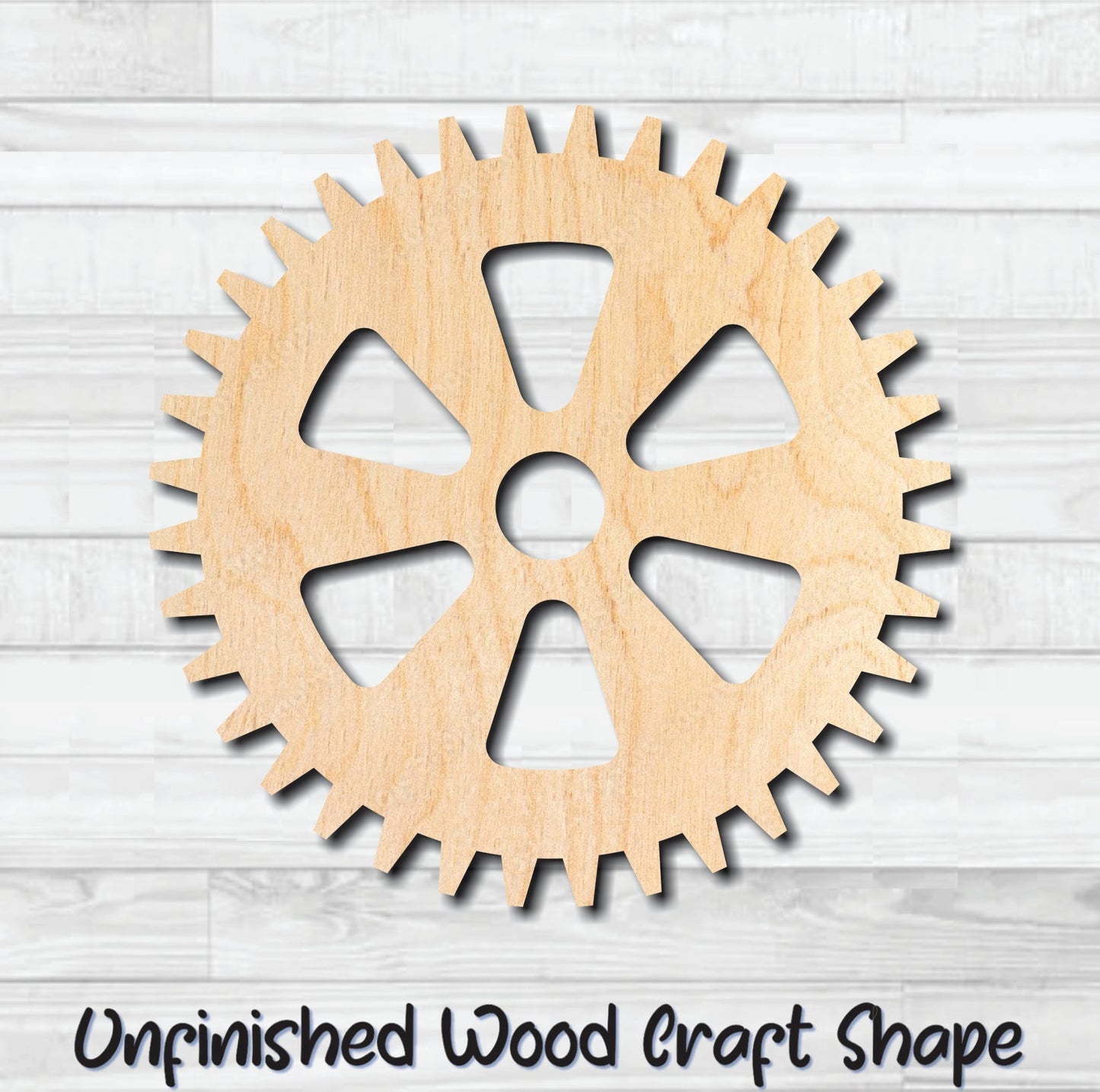 Gear 22 Cog Sprocket Pulley Unfinished Wood Shape Blank Laser Engraved Cut Out Woodcraft Craft Supply