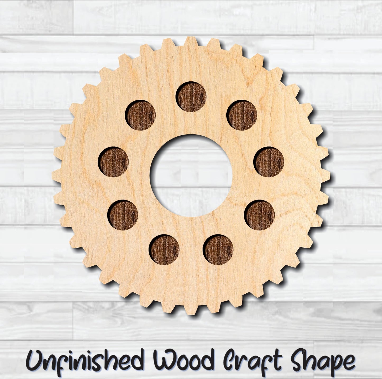 Gear 23 Cog Sprocket Pulley Unfinished Wood Shape Blank Laser Engraved Cut Out Woodcraft Craft Supply