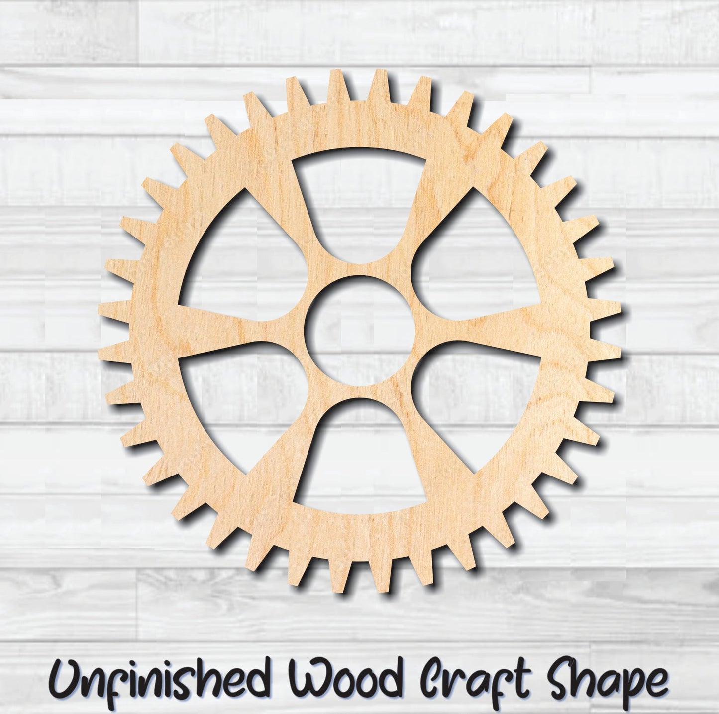 Gear 25 Cog Sprocket Pulley Unfinished Wood Shape Blank Laser Engraved Cut Out Woodcraft Craft Supply