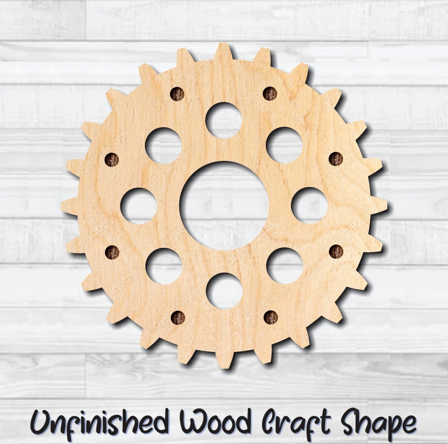 Gear 26 Cog Sprocket Pulley Unfinished Wood Shape Blank Laser Engraved Cut Out Woodcraft Craft Supply