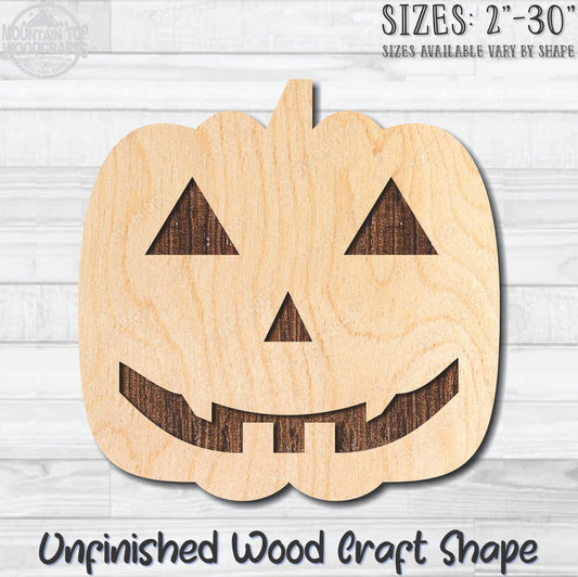 Jack O'Lantern 1 Halloween Unfinished Wood Shape Blank Laser Engraved Cutout Woodcraft Craft Supply