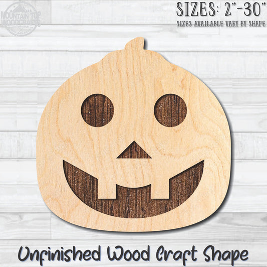 Jack O'Lantern 3 Halloween Unfinished Wood Shape Blank Laser Engraved Cutout Woodcraft Craft Supply