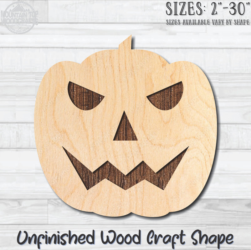 Jack O'Lantern 4 Halloween Unfinished Wood Shape Blank Laser Engraved Cutout Woodcraft Craft Supply