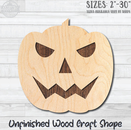 Jack O'Lantern 4 Halloween Unfinished Wood Shape Blank Laser Engraved Cutout Woodcraft Craft Supply