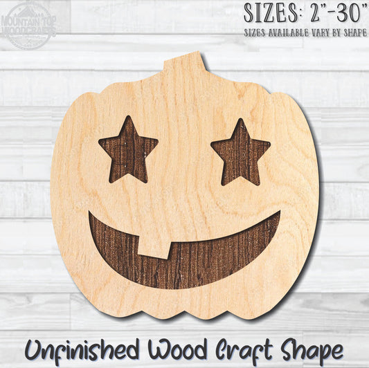 Jack O'Lantern 5 Halloween Unfinished Wood Shape Blank Laser Engraved Cutout Woodcraft Craft Supply