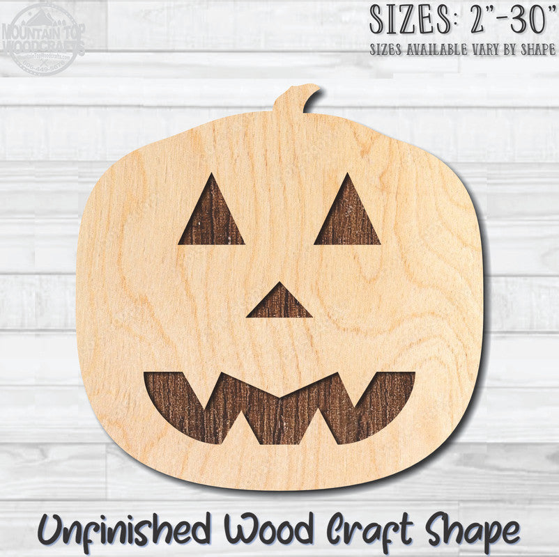 Jack O'Lantern 6 Halloween Unfinished Wood Shape Blank Laser Engraved Cutout Woodcraft Craft Supply