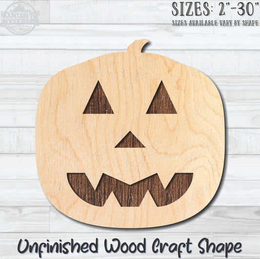 Jack O'Lantern 6 Halloween Unfinished Wood Shape Blank Laser Engraved Cutout Woodcraft Craft Supply